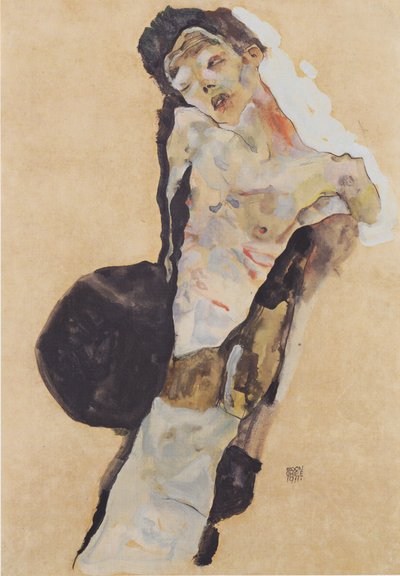 Halbakt (Selbstdarstellung) von Egon Schiele